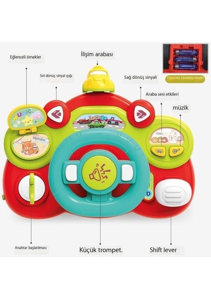 Çocukların Çok Fonksiyonlu Direksiyon Oyuncağı, Araba Sürüş Müziği Bulmacasını Simüle Eder (Yurt Dışından) fırsatları