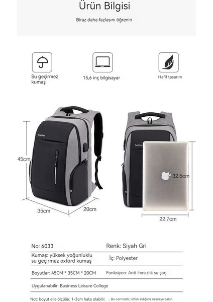 USB Şarjlı Yeni Moda Trendi Pratik Sırt Çantası Çok Fonksiyonlu Sırt Çantası High-End Hırsızlık Iş Sırt Çantası Açık Seyahat Spor Sırt Çantası (Yurt Dışından) indirimleri