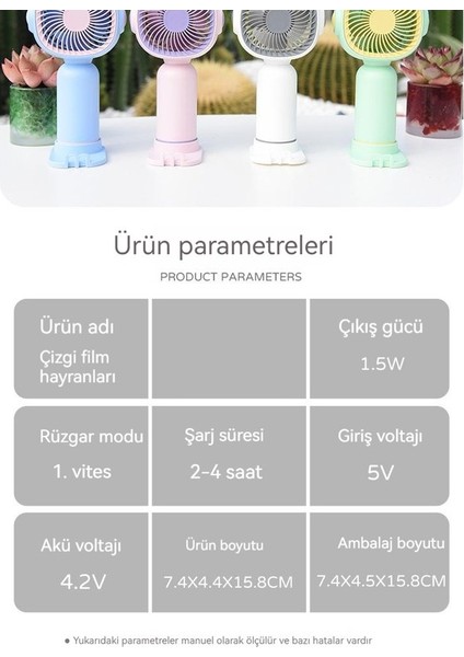 USB Mini El Fanı - Mavi (Yurt Dışından)