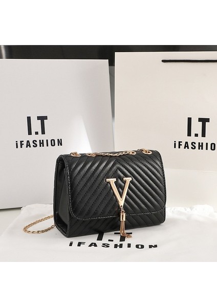 Zethus Moda Çizgili Yüksek Anlamlı Kadın Messenger Çanta Omuz Küçük Kare Çanta (Yurt Dışından) modelleri
