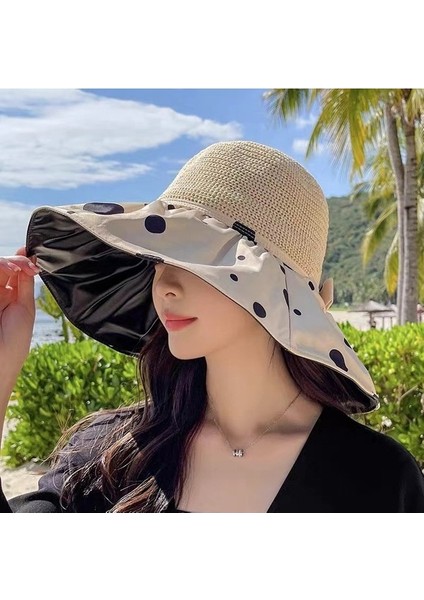 Siyah Tutkal Yüz Koruyucu Uv Koruması Bayanlar Büyük Kenarlı Şapka (Yurt Dışından) modelleri