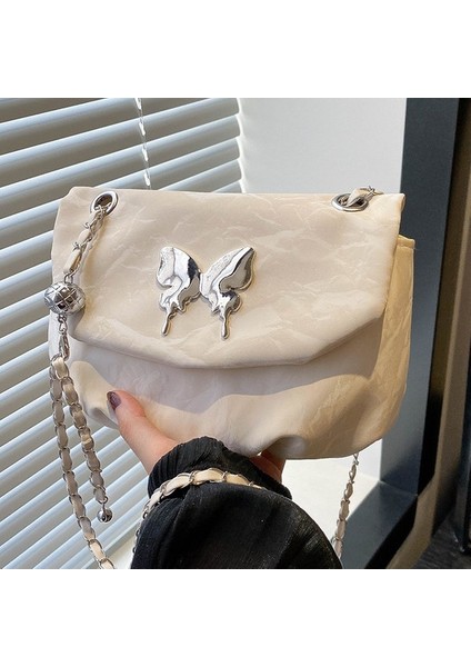 Kadınlar Için Crossbody Çanta Yüksek Kali Niş Moda Zincir Omuz Pilili Eyer Çantası (Yurt Dışından)