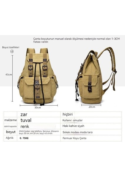 Yeni Uni Sırt Çantası Trendy Sokak Kanvas Okul Çantası Retro Rahat Seyahat Çantası Büyük Kapasiteli Trendy Serin Okul Çantası (Yurt Dışından) modelleri