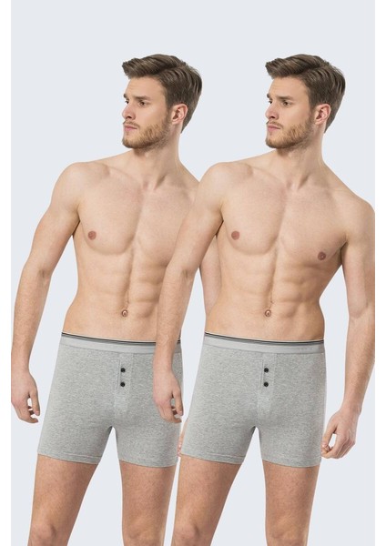 Erkek Likralı Düğmeli Boxer (2li Paket)
