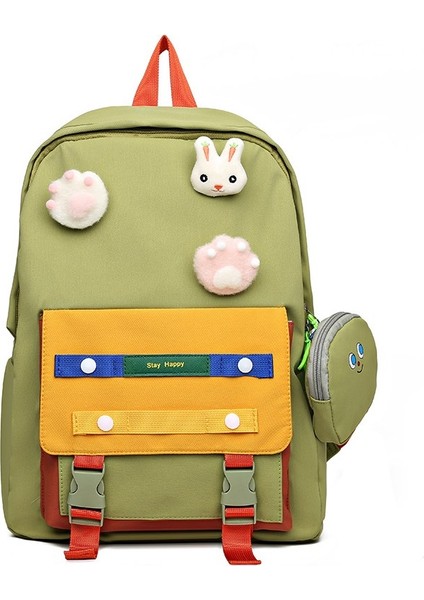 Ins Küçük Taze Kontrast Renkli Sırt Çantası Yeni Kore Versiyonu Kızlar ve Çocuklar Için Yeni Moda Trendi Okul Sırt Çantası Büyük Kapasiteli Kanvas Okul Çantası (Yurt Dışından)