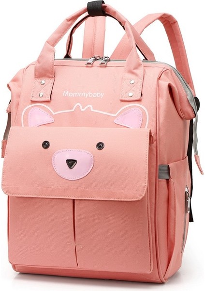 Yeni Çok Fonksiyonlu Büyük Kapasiteli Moda Anne Çantası Sevimli Ayı Anne ve Bebek Çantası Su Geçirmez Şişe Bebek Bezi Sırt Çantası (Yurt Dışından)