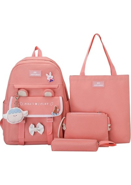 Basit Dört Parçalı Öğrenci Sırt Çantası, Büyük Kapasiteli, Hafif, Düz Renkli Sırt Çantası (Yurt Dışından)