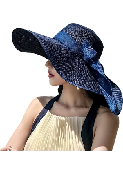 Egzotik Büyük Kenarlı Plaj Hasır Şapka Kadın Güneş Koruyucu Şapka (Yurt Dışından)