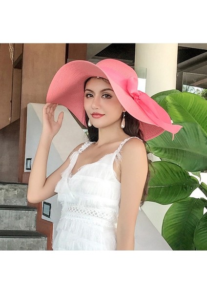 Egzotik Büyük Kenarlı Plaj Hasır Şapka Kadın Güneş Koruyucu Şapka (Yurt Dışından) fiyatları