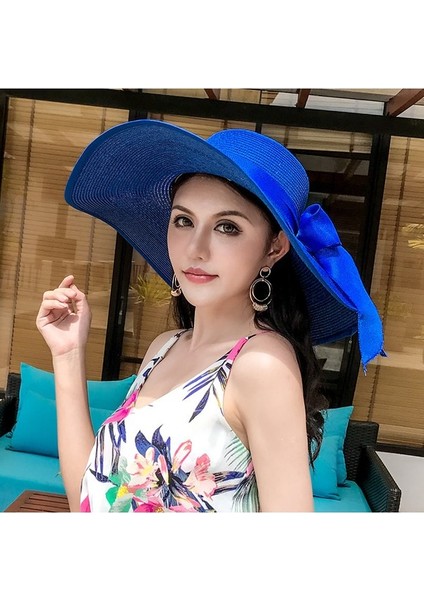 Egzotik Büyük Kenarlı Plaj Hasır Şapka Kadın Güneş Koruyucu Şapka (Yurt Dışından) indirimleri