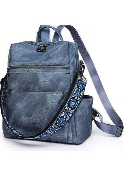 Kadın Sırt Çantası Hafif Kızlar Retro Sırt Çantası Büyük Kapasiteli Rahat Seyahat Çift Kullanımlı Omuz Çantası (Yurt Dışından)