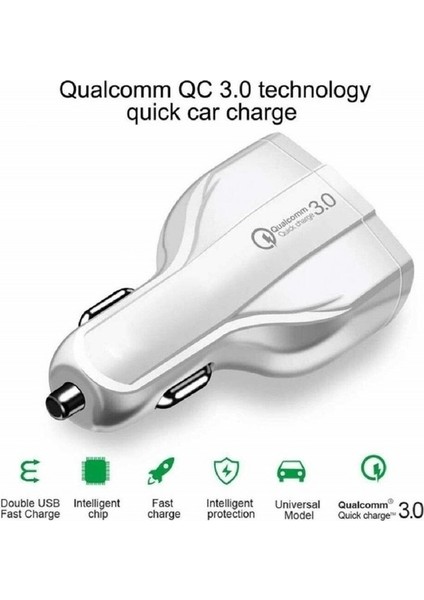 Araç Şarj Cihazı Qc3 0 Araç Şarj Cihazı Çift USB Hızlı Şarj Cihazı 30W Type-C Araç Şarj Cihazı (Yurt Dışından)