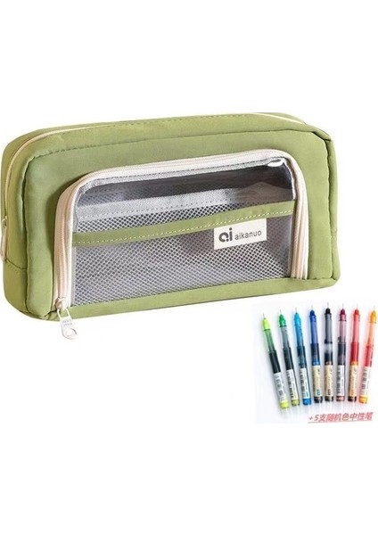 Büyük Kapasiteli ve Yüksek Görünümlü Şeffaf Pencere Kalem Çantası Öğrenci Basit Saklama Kutusu (Yurt Dışından)