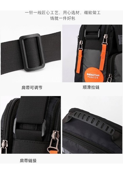 Yeni Erkek Basit Rahat ve Dayanıklı Omuz Çantası Büyük Kapasiteli Çok Cepli Oxford Kumaş Crossbody Çanta (Yurt Dışından)