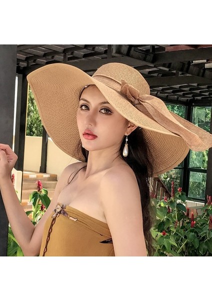 Egzotik Büyük Kenarlı Plaj Hasır Şapka Kadın Güneş Koruyucu Şapka (Yurt Dışından) indirimleri