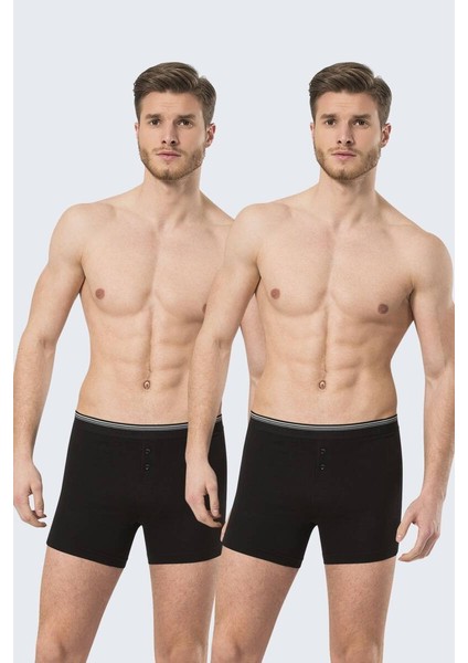 Erkek Likralı Düğmeli Boxer (2li Paket)