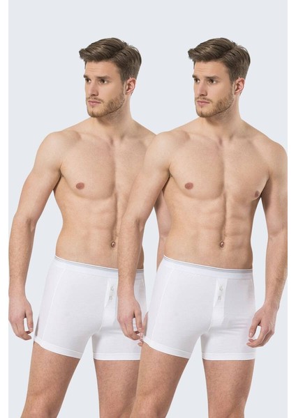 Erkek Likralı Düğmeli Boxer (2li Paket)