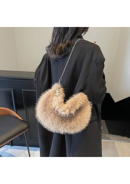 Sonbahar Yumuşak Peluş Küçük Süt Çantası 2024 Yeni Çanta Omuz Çantası Taşınabilir Işe Gidiş-Geliş Çok Yönlü Kürk Çanta Crossbody Çanta (Yurt Dışından) fiyatları