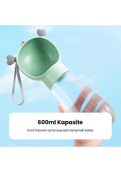 Portatif Köpek Su Şişesi 600 ml - Pembe (Yurt Dışından)