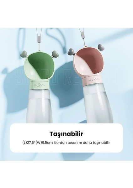 Portatif Köpek Su Şişesi 600 ml - Pembe (Yurt Dışından)