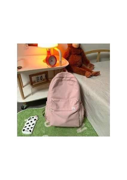 Kızlar Okul Çantası Kadın Kore Versiyonu Ortaokul Öğrencisi Sevimli Düz Renk Sırt Çantası Lise Öğrencisi Büyük Kapasiteli Sırt Çantası (Yurt Dışından)