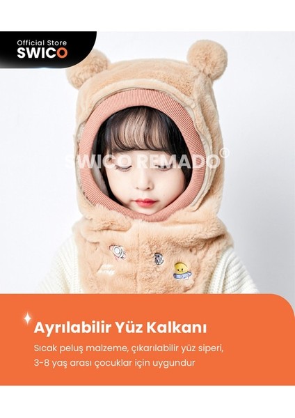 Çocuklar Için Sevimli Kış Kapşonlu Şapka Eşarp - Sarı (Yurt Dışından)