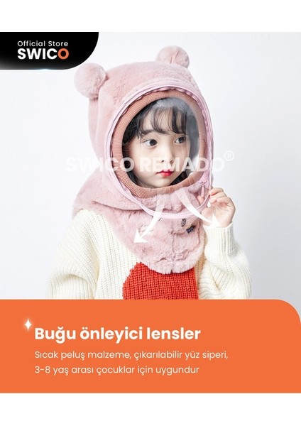 Çocuklar Için Sevimli Kış Kapşonlu Şapka Eşarp - Sarı (Yurt Dışından)