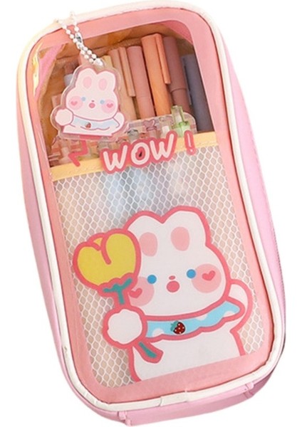 Blueglobal Şeffaf Büyük Kapasiteli Öğrenci Kalem Çantası Sevimli Koreli ve Japon Kız Kalem Kutusu (Yurt Dışından) fiyatları