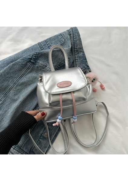 Retro Moda Düz Renk Sırt Çantası Kadın Çantası Moda Rahat Moda Basit Seyahat Küçük Sırt Çantası Trendi (Yurt Dışından)