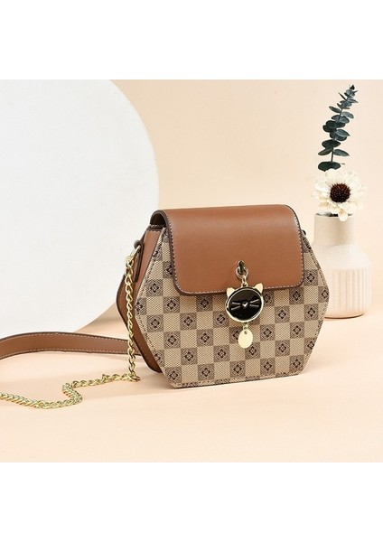 Elmas Kedi Zinciri Kadın Modası Kadınlar Için Çok Yönlü Tek Omuz Crossbody Çanta (Yurt Dışından)