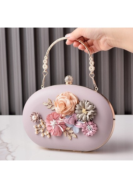 Çiçekli Gece Çantası Retro Makaron Rengi Elde Taşınabilen Ziyafet Çantası (Yurt Dışından)