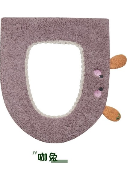 Tuvalet Paspası Ev Kış Yıkanabilir Karikatür Tavşan Klozet Koltuk Minderi Saplı Bulut Kadife Kalınlaşmış Sıcak Klozet Minderi (Yurt Dışından)