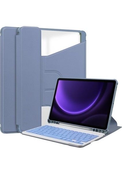 Samsung Galaxy Tab S9 Fe Kasa Deri+Bluetooth Klavye ile Akrilik Döner Stand Kapağı (Yurt Dışından)