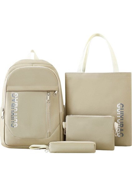 2024 Yeni Erkek ve Kadın Kentsel Basit Büyük Kapasiteli Dört Parçalı Set Öğrenci Okul Çantası Sırt Çantası Sırt Çantası (Yurt Dışından)