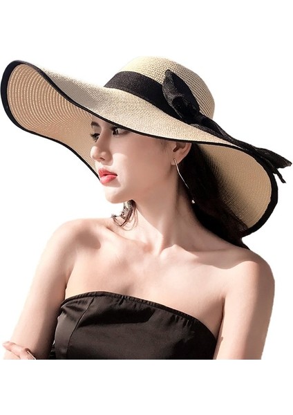 Egzotik Büyük Kenarlı Plaj Hasır Şapka Kadın Güneş Koruyucu Şapka (Yurt Dışından) fırsatları