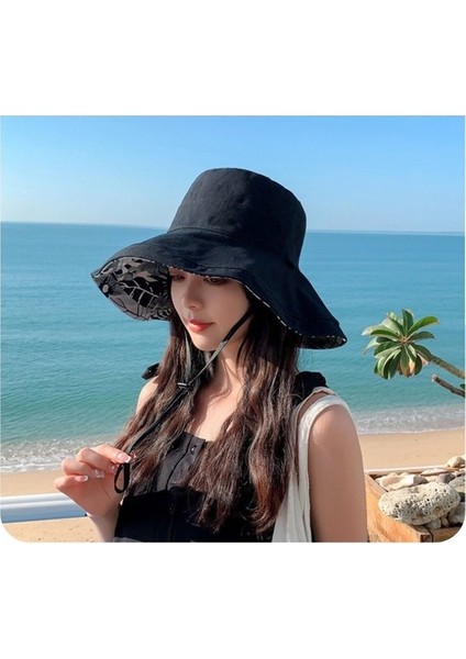 Çift Taraflı Balıkçı Şapkası Moda Bayanlar Yüzünü Örten Büyük Kenarlı Şapka (Yurt Dışından) fırsatları