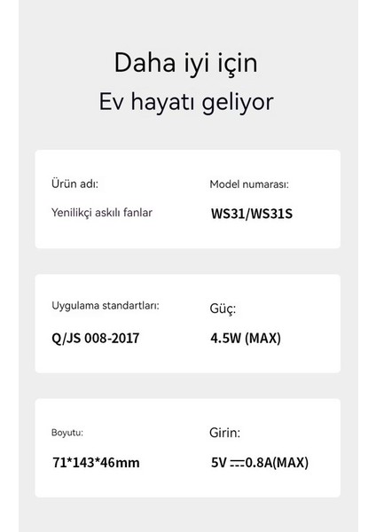 USB Mini El Fanı - Beyaz (Yurt Dışından)