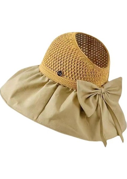 Siyah Tutkal Boş Üst Güneş Şapkası Bayanlar Kapak Yüz Büyük Kenarlı Şapka (Yurt Dışından)