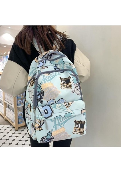 Zethus Grafiti Mektubu Sırt Çantası Baskı Okul Çantası Büyük Kapasiteli Kişilik Yakışıklı Okul Sırt Çantasının Yeni Uni Kore Versiyonu (Yurt Dışından) fırsatları