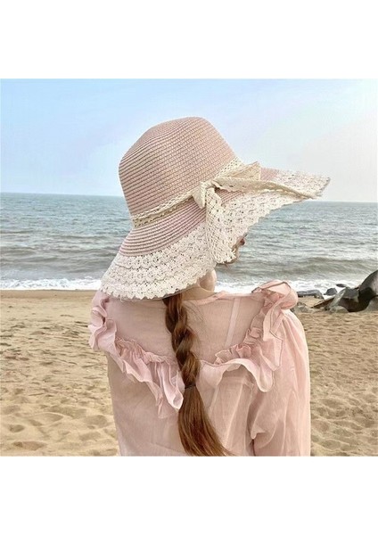 Dantel Şeritli Plaj Hasır Güneş Şapkası (Yurt Dışından) fiyatları