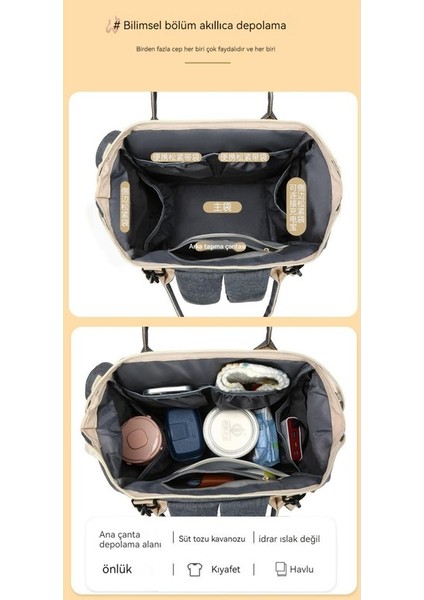 Yeni Anne Çantası Dışarı Çıkan Kadın Sırt Çantası Büyük Kapasiteli Omuzlar Anne ve Bebek Çantası Taşınabilir Bebek Çantası Su Geçirmez Nakış Ipliği Emzik Pratik Sırt Çantası (Yurt Dışından) fırsatları