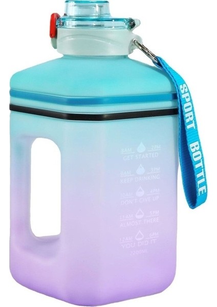 Degrade Degrade Büyük Kapasiteli Su Şişesi 2.2l Açık Hava Fitness Spor Su Bardağı Taşıma Ipi Kare Su Bardağı Yetişkin Ortaokul Öğrencileri (Yurt Dışından)