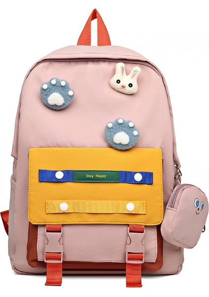 Ins Küçük Taze Kontrast Renkli Sırt Çantası Yeni Kore Versiyonu Kızlar ve Çocuklar Için Yeni Moda Trendi Okul Sırt Çantası Büyük Kapasiteli Kanvas Okul Çantası (Yurt Dışından)