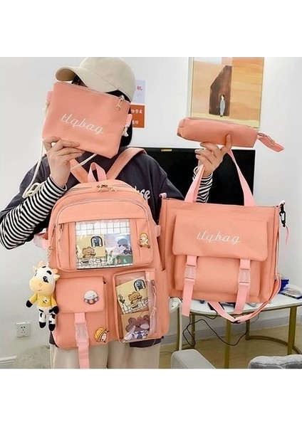 4 Parça Büyük Kapasiteli Okul Çantası Seti - Mavi (Yurt Dışından) fiyatları