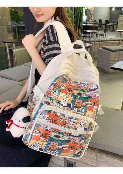 Yeni Uni Sırt Çantası Ins Graffiti Tarzı Okul Çantası Büyük Kapasiteli Hit Renkli Kişilik Modaya Uygun Havalı Stil Okul Sırt Çantası (Yurt Dışından) fiyatları