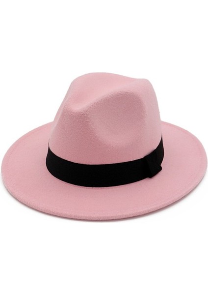 Ilkbahar, Sonbahar ve Kış Taklidi Keçe Büyük Kenarlı Şapka Ingiliz Retro Yün Silindir Şapka Caz Şapka (Yurt Dışından)