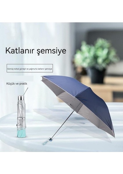 Gümüş Plastik Güneşli ve Yağmurlu Çift Kullanımlı Mini Katlanır Şemsiye (Yurt Dışından) fiyatları