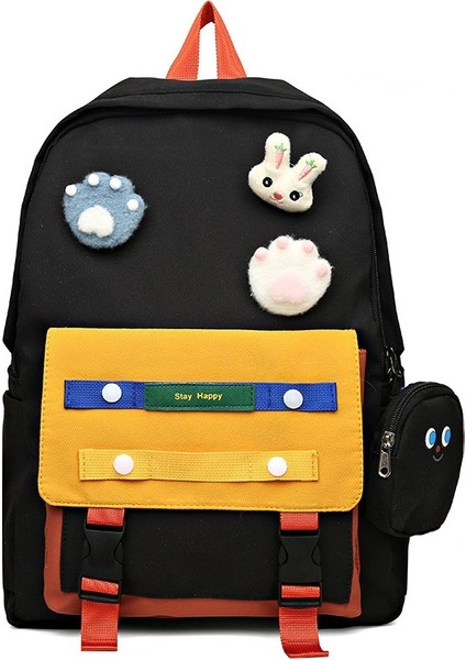 Ins Küçük Taze Kontrast Renkli Sırt Çantası Yeni Kore Versiyonu Kızlar ve Çocuklar Için Yeni Moda Trendi Okul Sırt Çantası Büyük Kapasiteli Kanvas Okul Çantası (Yurt Dışından)