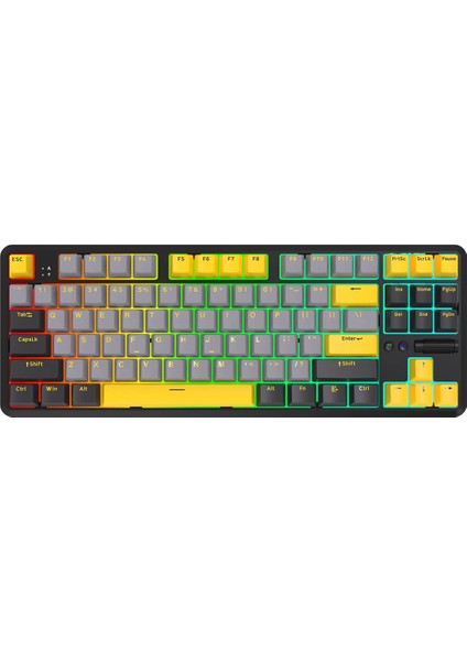 Ajazz K870T Pro Kablosuz Hot Swap Mekanik Oyun Klavyesi Rgb - 10 Adet Switch, Tuş ve Switch Sökme Aparatı Hediyeli - Siyah Red Switch