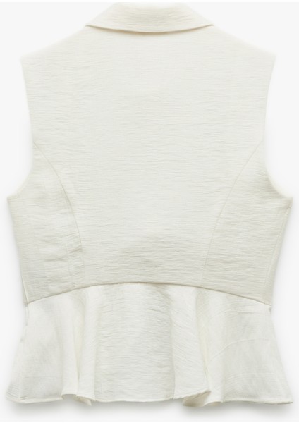 Viskon Kumaş Astarlı Kolsuz Peplum Gömlek fırsatları